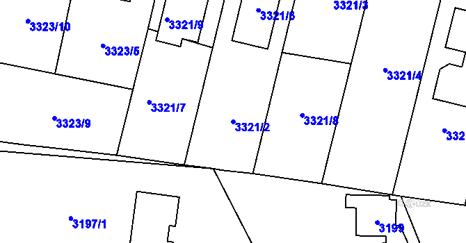 Parcela st. 3321/2 v KÚ České Budějovice 7, Katastrální mapa