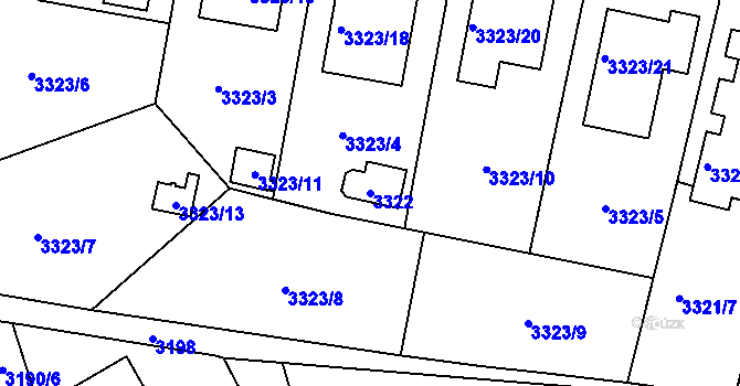 Parcela st. 3322 v KÚ České Budějovice 7, Katastrální mapa