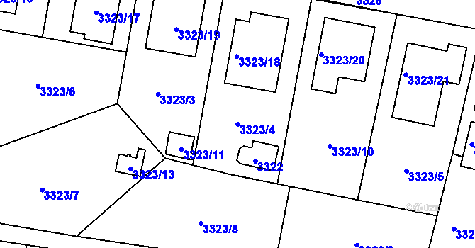 Parcela st. 3323/4 v KÚ České Budějovice 7, Katastrální mapa