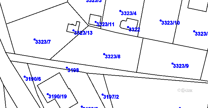 Parcela st. 3323/8 v KÚ České Budějovice 7, Katastrální mapa