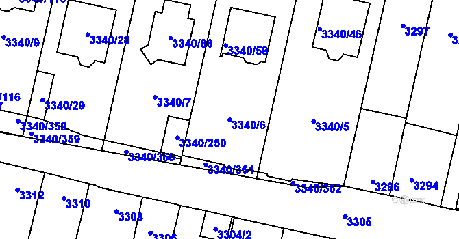 Parcela st. 3340/6 v KÚ České Budějovice 7, Katastrální mapa