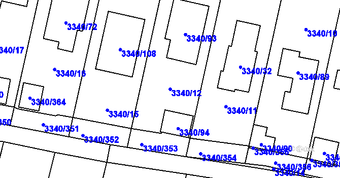 Parcela st. 3340/12 v KÚ České Budějovice 7, Katastrální mapa
