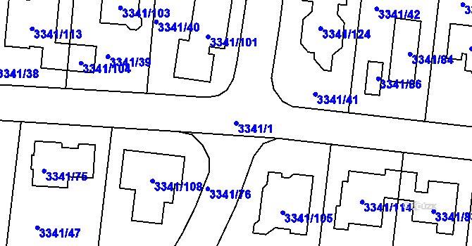 Parcela st. 3341/1 v KÚ České Budějovice 7, Katastrální mapa