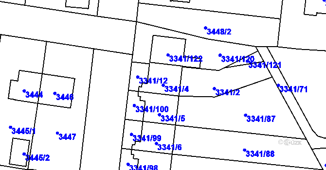 Parcela st. 3341/4 v KÚ České Budějovice 7, Katastrální mapa