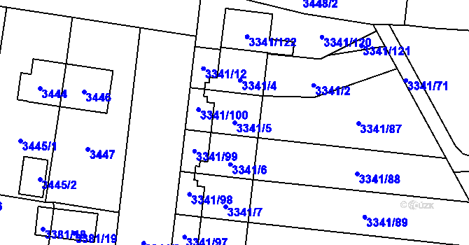 Parcela st. 3341/5 v KÚ České Budějovice 7, Katastrální mapa