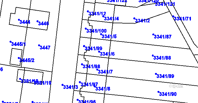 Parcela st. 3341/6 v KÚ České Budějovice 7, Katastrální mapa