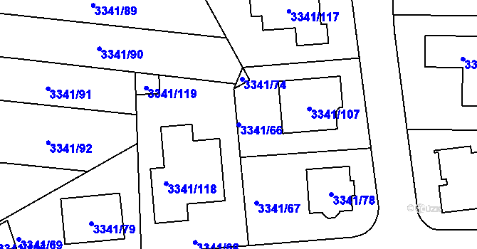 Parcela st. 3341/66 v KÚ České Budějovice 7, Katastrální mapa