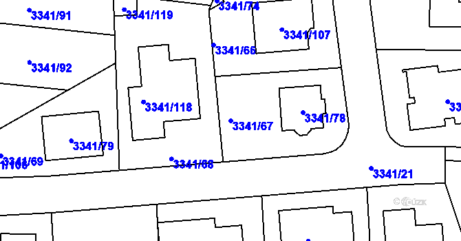 Parcela st. 3341/67 v KÚ České Budějovice 7, Katastrální mapa