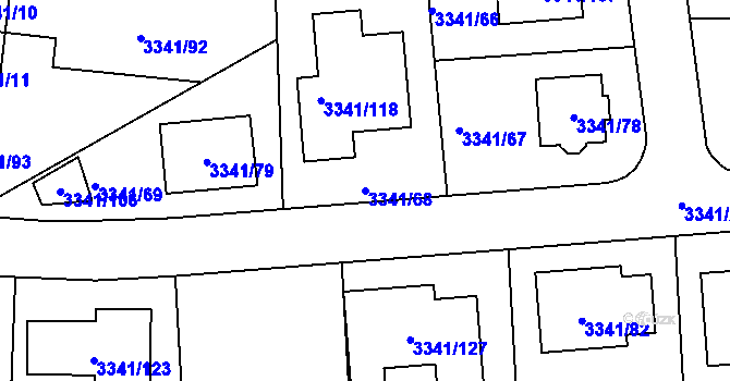 Parcela st. 3341/68 v KÚ České Budějovice 7, Katastrální mapa