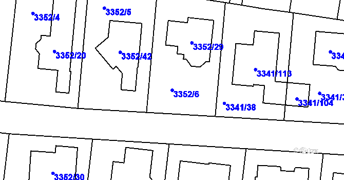 Parcela st. 3352/6 v KÚ České Budějovice 7, Katastrální mapa