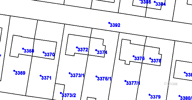 Parcela st. 3374 v KÚ České Budějovice 7, Katastrální mapa