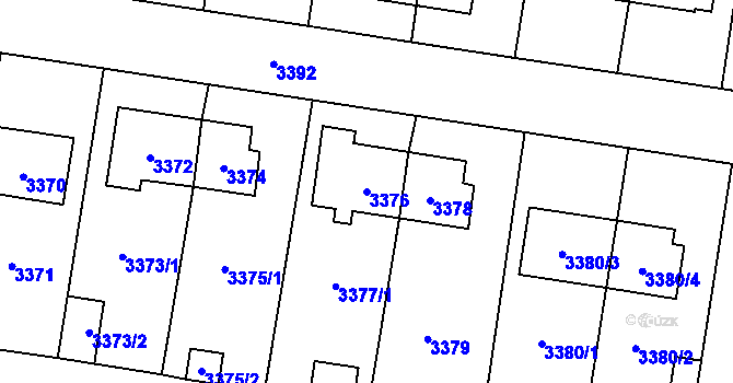 Parcela st. 3376 v KÚ České Budějovice 7, Katastrální mapa