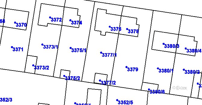 Parcela st. 3377/1 v KÚ České Budějovice 7, Katastrální mapa