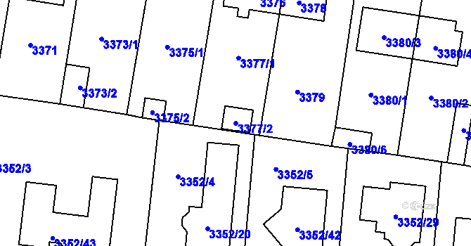 Parcela st. 3377/2 v KÚ České Budějovice 7, Katastrální mapa