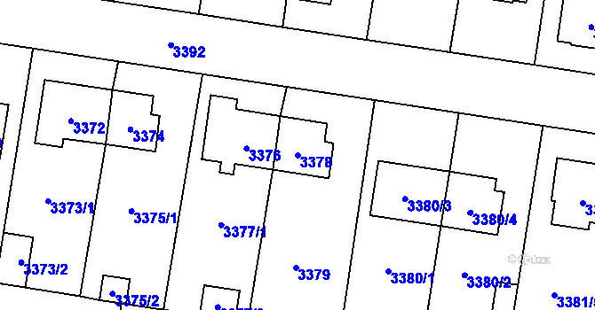 Parcela st. 3378 v KÚ České Budějovice 7, Katastrální mapa