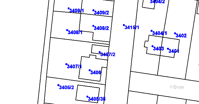 Parcela st. 3407/2 v KÚ České Budějovice 7, Katastrální mapa