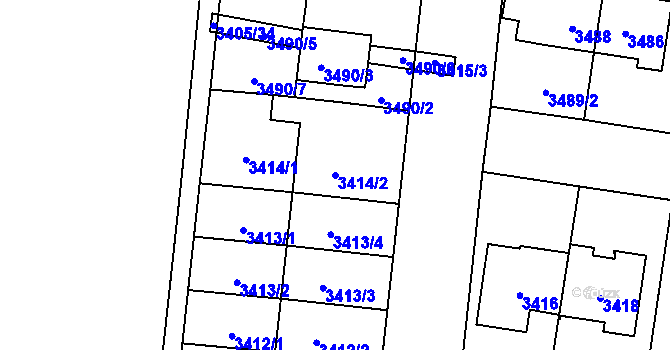 Parcela st. 3414/2 v KÚ České Budějovice 7, Katastrální mapa