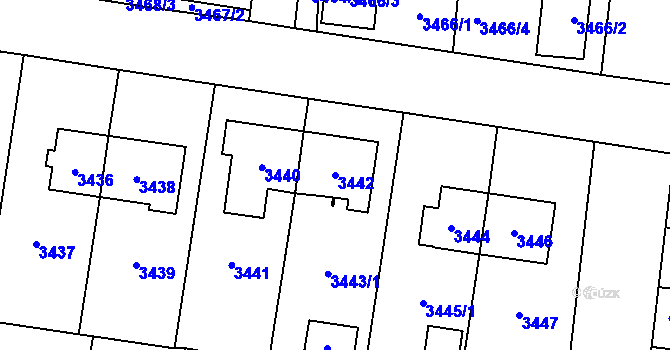 Parcela st. 3442 v KÚ České Budějovice 7, Katastrální mapa