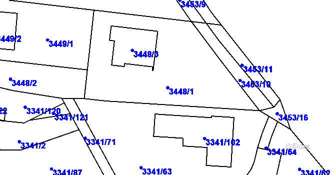 Parcela st. 3448/1 v KÚ České Budějovice 7, Katastrální mapa