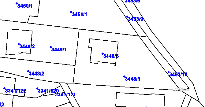 Parcela st. 3448/3 v KÚ České Budějovice 7, Katastrální mapa