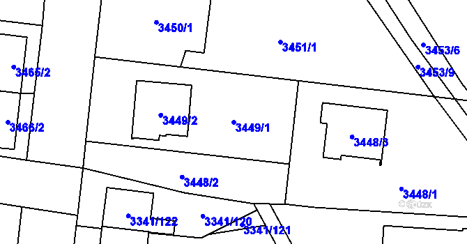 Parcela st. 3449/1 v KÚ České Budějovice 7, Katastrální mapa