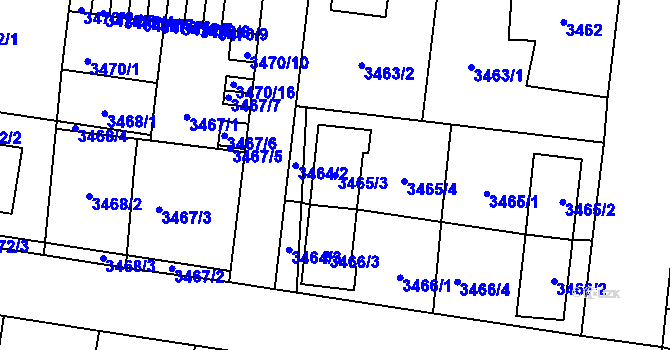 Parcela st. 3465/3 v KÚ České Budějovice 7, Katastrální mapa