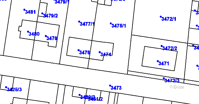 Parcela st. 3474 v KÚ České Budějovice 7, Katastrální mapa