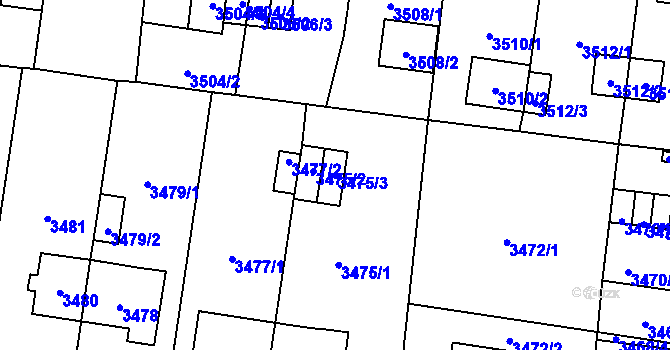 Parcela st. 3475/3 v KÚ České Budějovice 7, Katastrální mapa