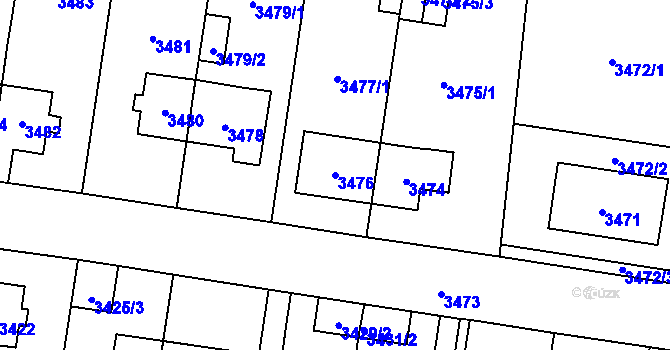 Parcela st. 3476 v KÚ České Budějovice 7, Katastrální mapa