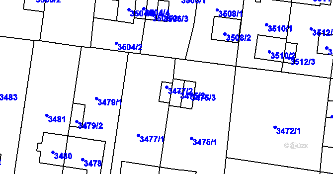 Parcela st. 3477/2 v KÚ České Budějovice 7, Katastrální mapa