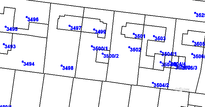 Parcela st. 3500/2 v KÚ České Budějovice 7, Katastrální mapa