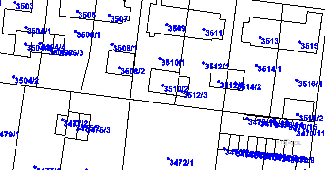 Parcela st. 3510/2 v KÚ České Budějovice 7, Katastrální mapa