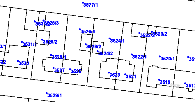 Parcela st. 3524/2 v KÚ České Budějovice 7, Katastrální mapa