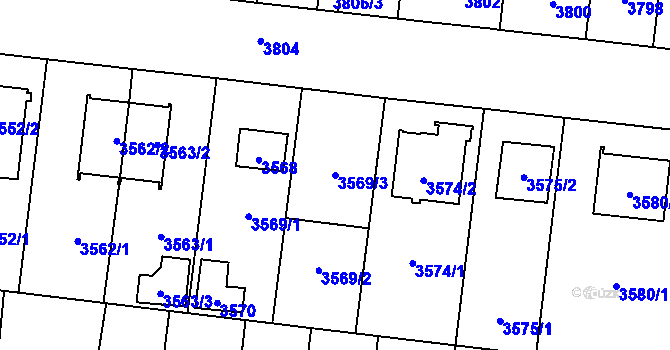 Parcela st. 3569/3 v KÚ České Budějovice 7, Katastrální mapa