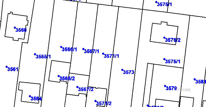 Parcela st. 3571/1 v KÚ České Budějovice 7, Katastrální mapa