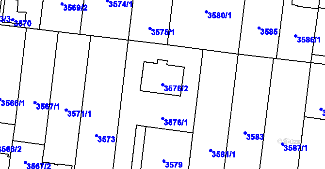 Parcela st. 3576/2 v KÚ České Budějovice 7, Katastrální mapa