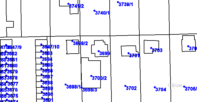 Parcela st. 3699 v KÚ České Budějovice 7, Katastrální mapa