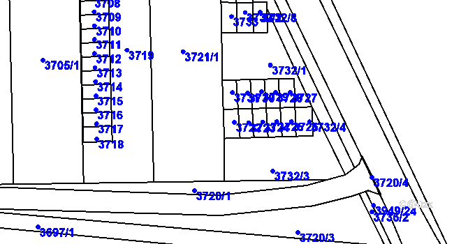 Parcela st. 3722 v KÚ České Budějovice 7, Katastrální mapa