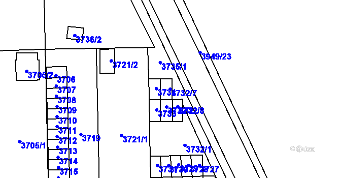 Parcela st. 3732/7 v KÚ České Budějovice 7, Katastrální mapa