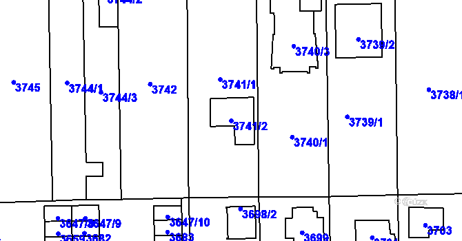 Parcela st. 3741/2 v KÚ České Budějovice 7, Katastrální mapa