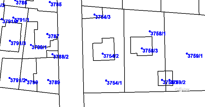 Parcela st. 3754/2 v KÚ České Budějovice 7, Katastrální mapa