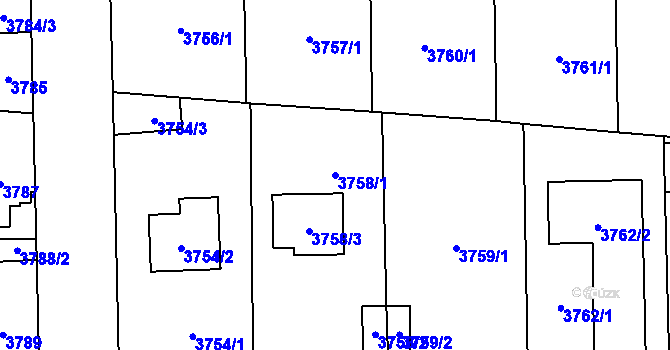 Parcela st. 3758/1 v KÚ České Budějovice 7, Katastrální mapa