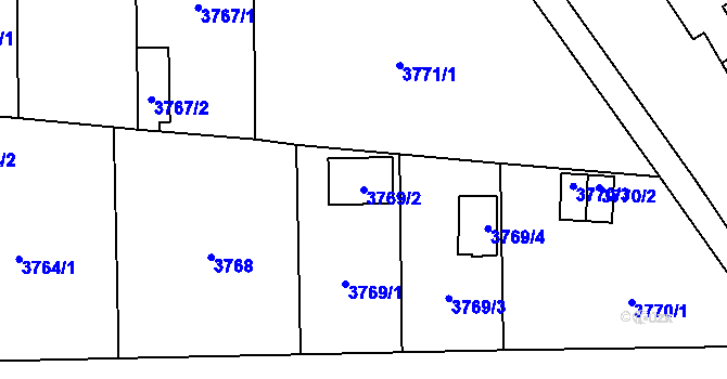 Parcela st. 3769/2 v KÚ České Budějovice 7, Katastrální mapa