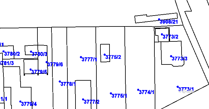 Parcela st. 3775/2 v KÚ České Budějovice 7, Katastrální mapa