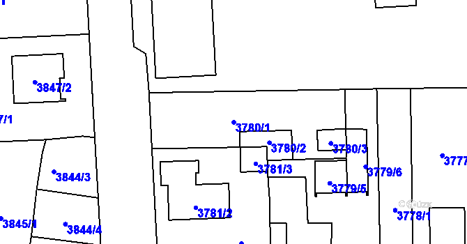 Parcela st. 3780/1 v KÚ České Budějovice 7, Katastrální mapa