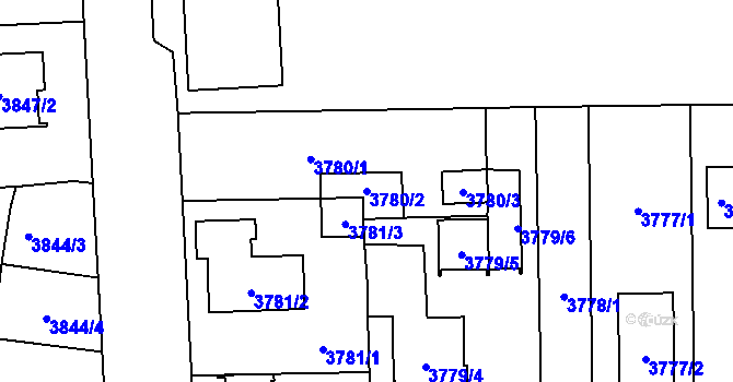 Parcela st. 3780/2 v KÚ České Budějovice 7, Katastrální mapa