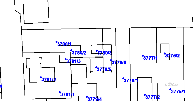 Parcela st. 3780/3 v KÚ České Budějovice 7, Katastrální mapa
