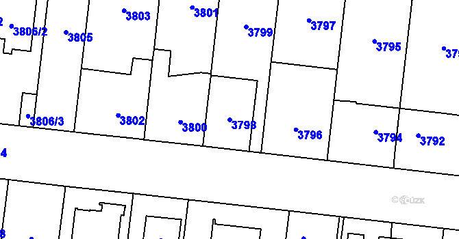 Parcela st. 3798 v KÚ České Budějovice 7, Katastrální mapa