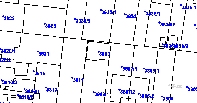 Parcela st. 3808 v KÚ České Budějovice 7, Katastrální mapa