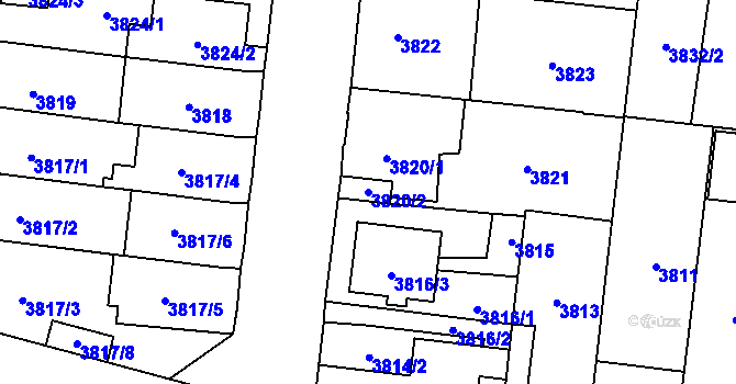 Parcela st. 3820/2 v KÚ České Budějovice 7, Katastrální mapa